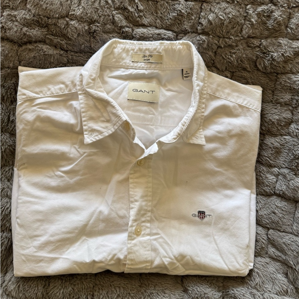 Gant White Casual Button Down Shirt Slim Fit Cotton